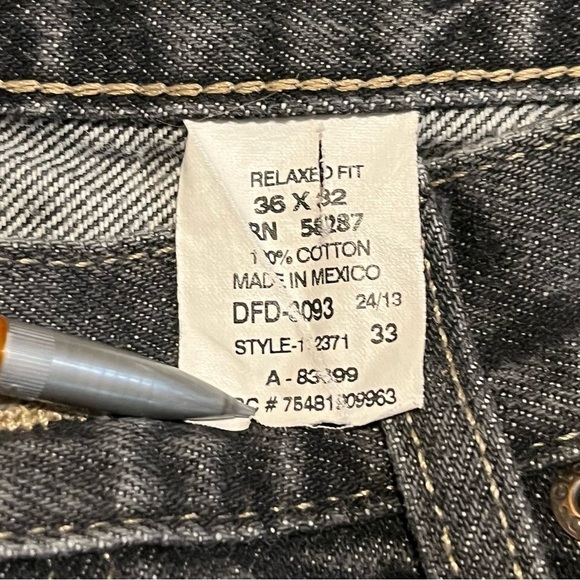 Vintage Faded Glory Jeans Mens 36x31 Black Denim Relaxed Fit Grunge Baggy - Picture 5 of 10